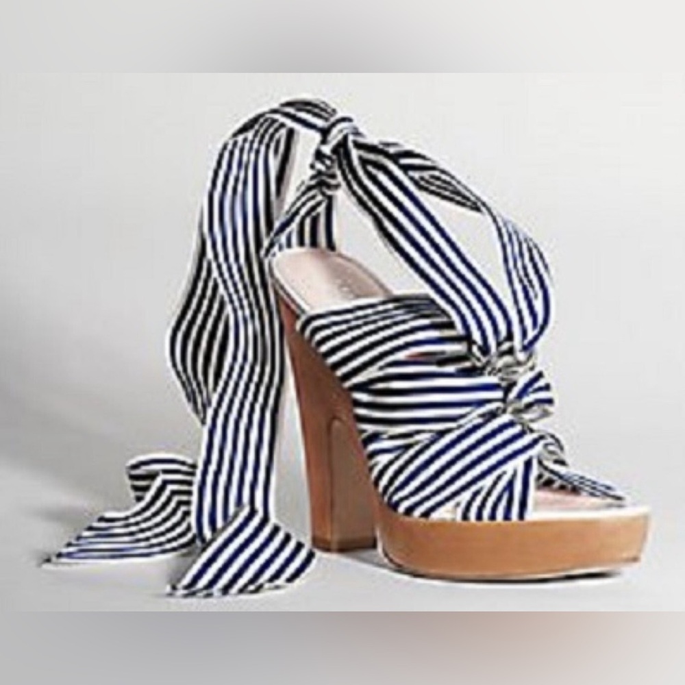 Coach Kimi Striped Grosgrain Sassy Strappy Sandal in Nautical Stripe